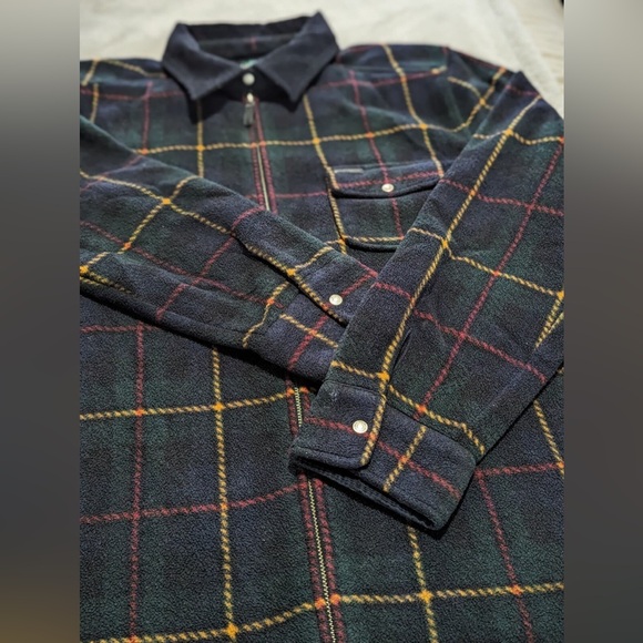 Ralph Lauren LRL plaid tartan fleece corduroy collar chore barn jacket full-zip - Picture 2 of 10